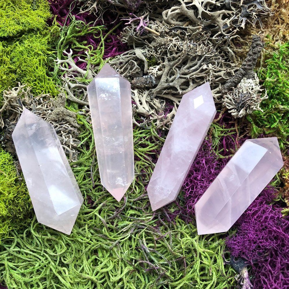 Rose Quartz Double Terminated Point Crystal pink wand gems